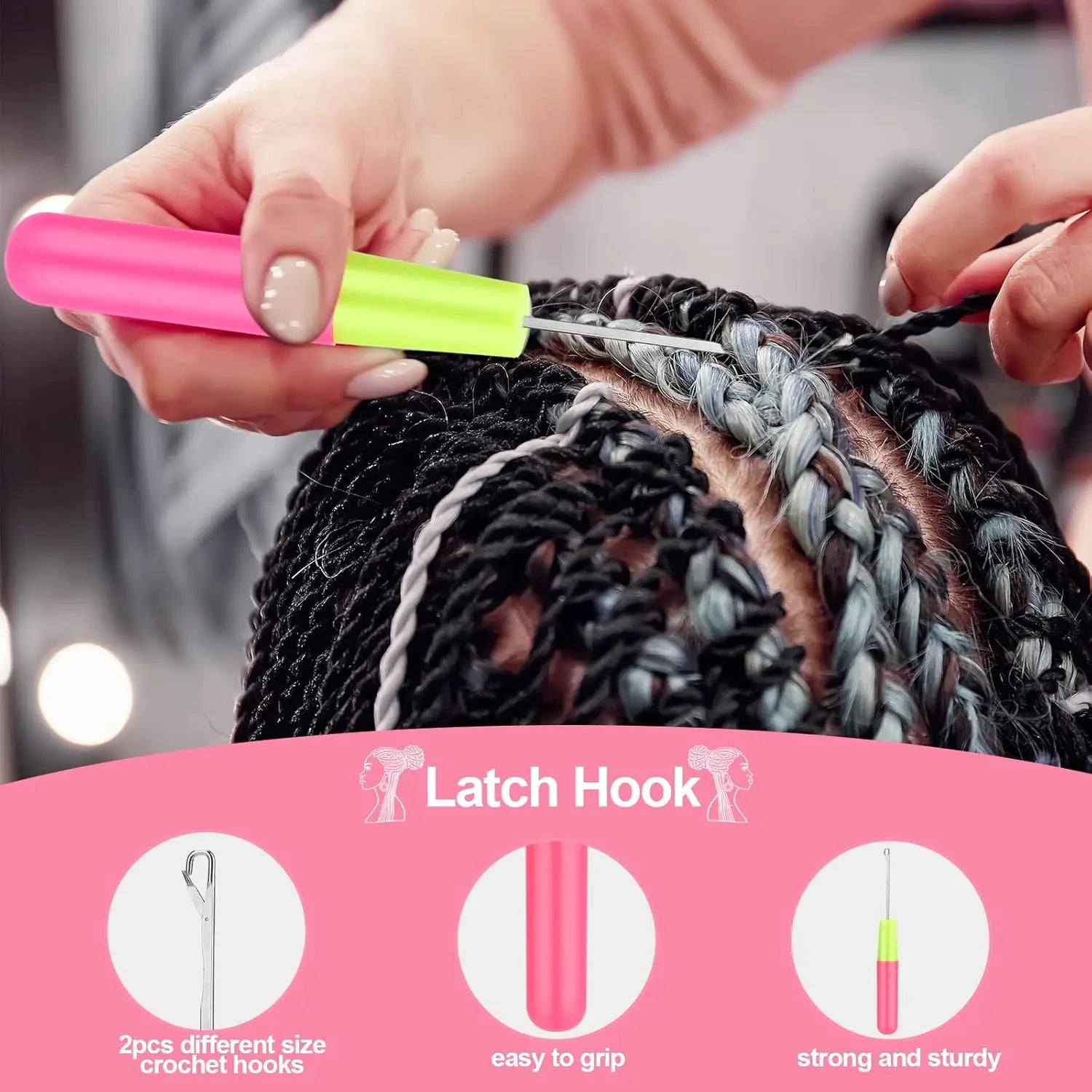 10pcs Crochet Hooks set for Hair Set with Different Size Crochet Needle, Latch Hook for Passion Twist Crochet Hair Extensions