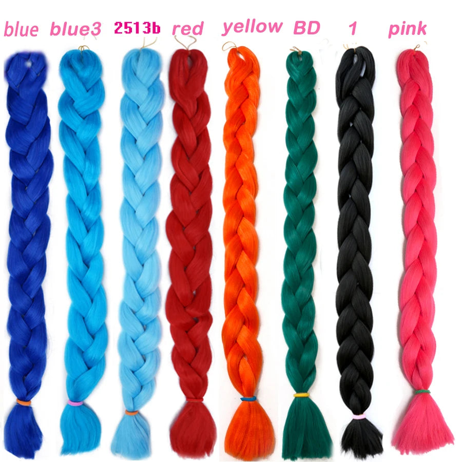 VERVES Braiding Hair 100 cm Synthetic Heat Fiber Braid 165g/Piece Women Pure Color Jumbo Braid Hair Extensions Pink