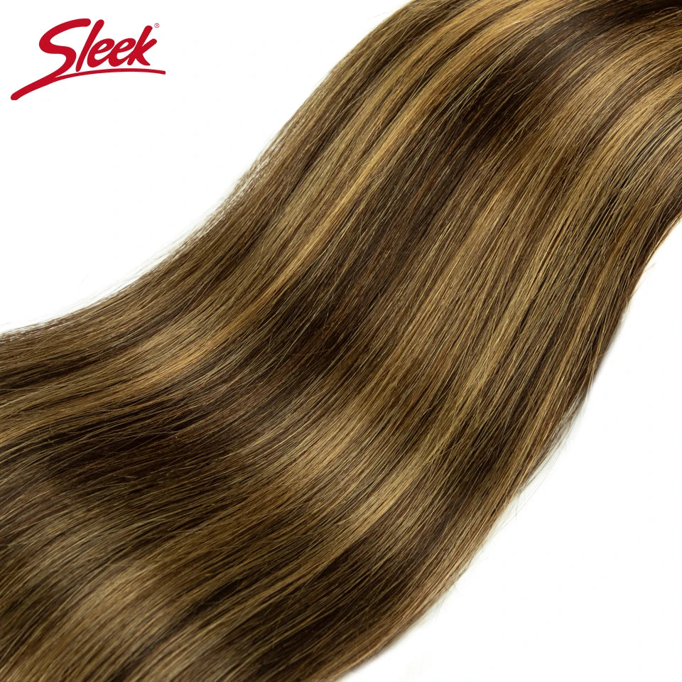 Sleek Peruvian Straight Human Hair Double Drawn Natural Human Hair Weave Bundles Highlight P4/27 P6/613 Remy Human Hair Bundle