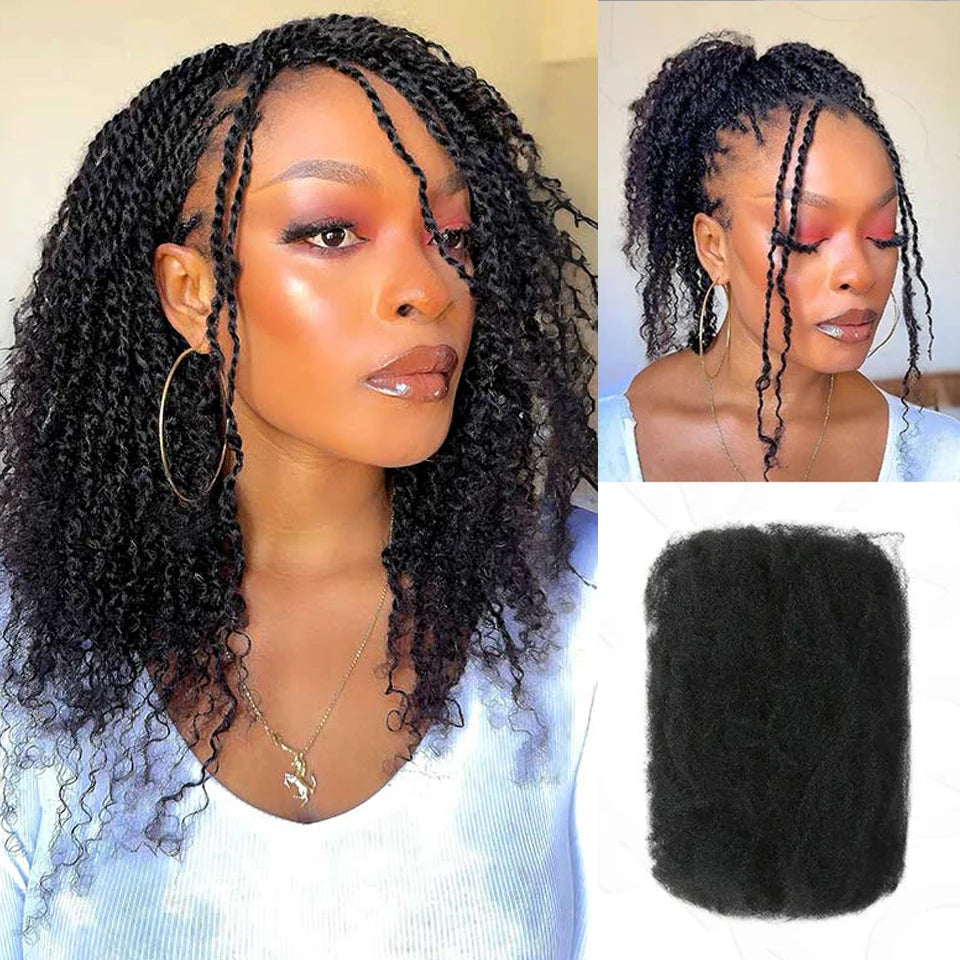Sleek Highlight Braids Afro Kinky Bulk Hair No Attachment QVR Afro Curly Bulk Human Hair For Braiding Brazilian Remy Dreadlock