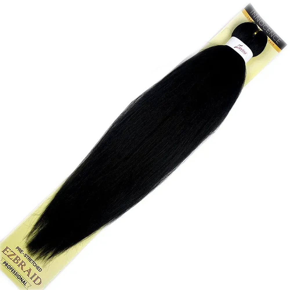 26 Inch Synthetic Black Braiding Hair Pre Stretched Easy Braids Yaki Texture Professional Braiding Hair Braids Hot Water Setting