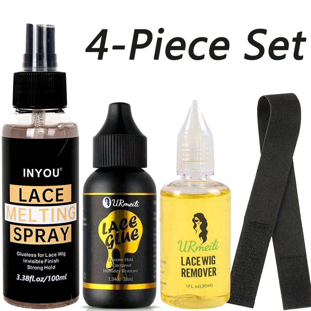 4 pcs Wig Accessory Lace Front Wig Glue, lace Bond Melting Spray，wig adhesive, adhesive remover,Natural and Gentle Formula