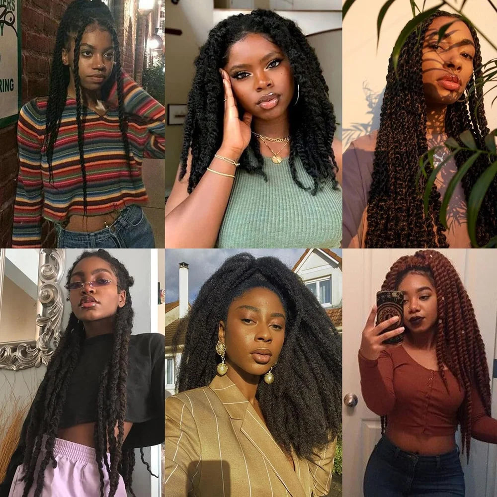 18 Inch Synthetic Marley Twist Braiding Hair Afro Kinky Curly Crochet Hair for Faux Locs Long Springy Twist Hair Extensions