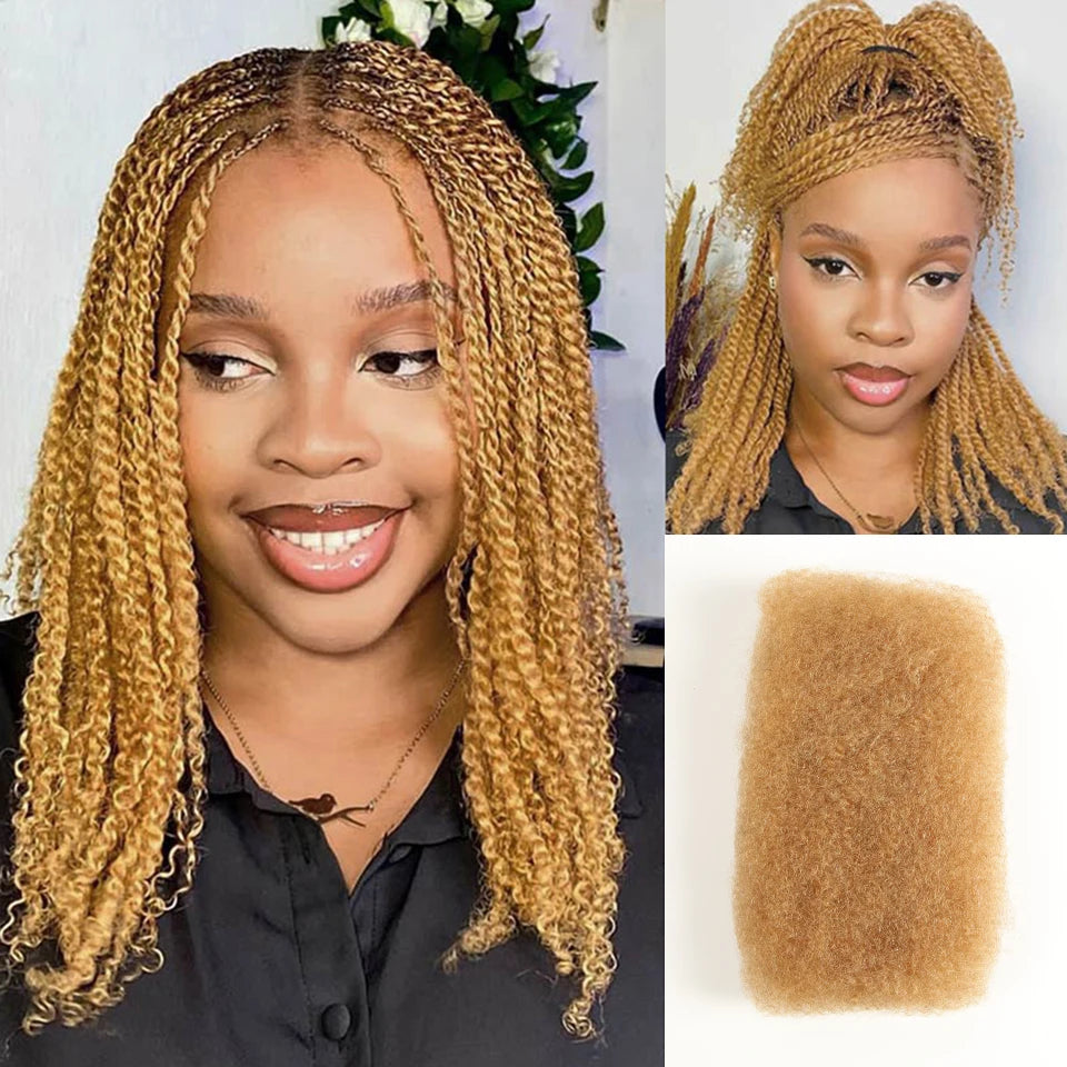 Sleek Highlight Braids Afro Kinky Bulk Hair No Attachment QVR Afro Curly Bulk Human Hair For Braiding Brazilian Remy Dreadlock