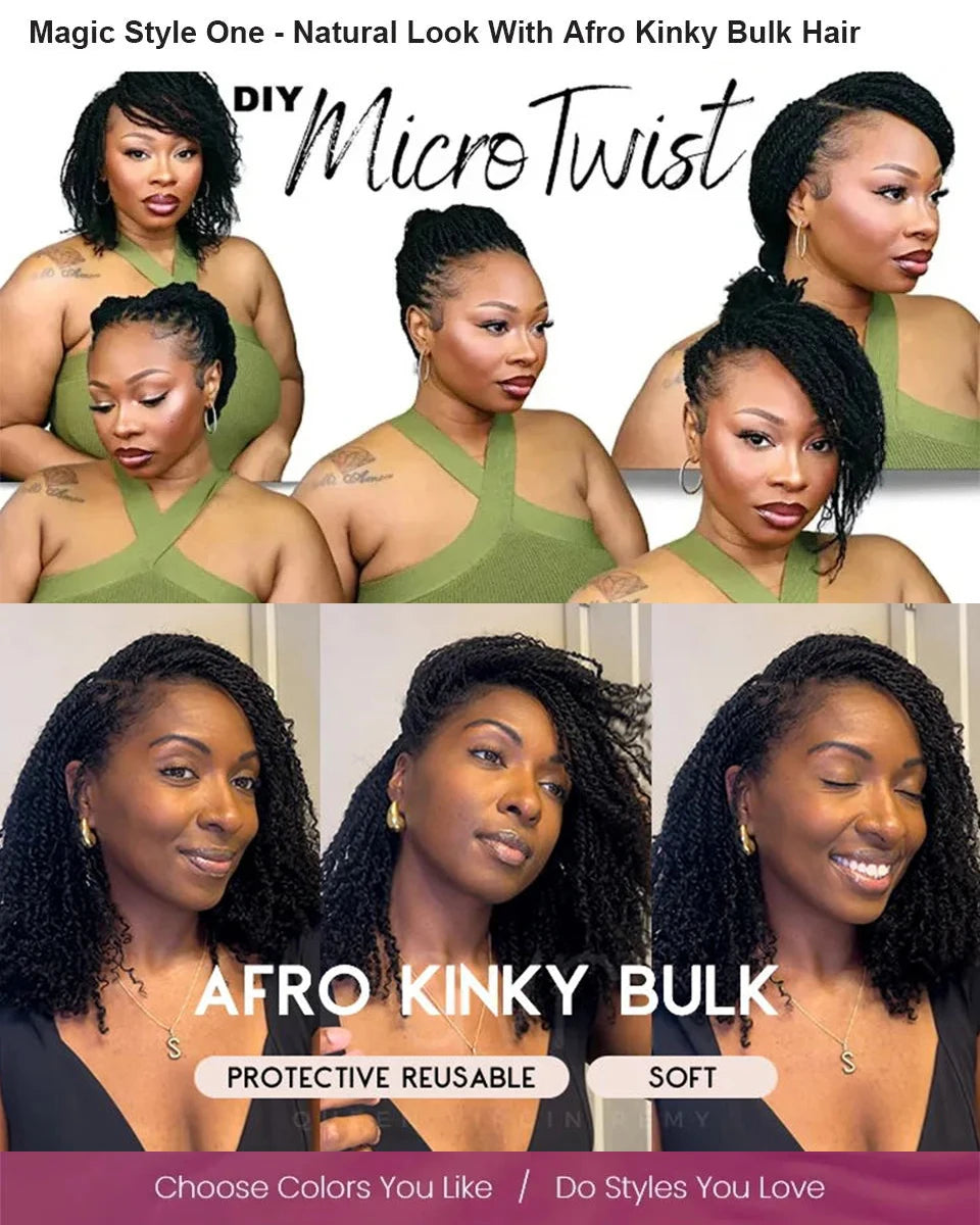 Sleek Highlight Braids Afro Kinky Bulk Hair No Attachment QVR Afro Curly Bulk Human Hair For Braiding Brazilian Remy Dreadlock