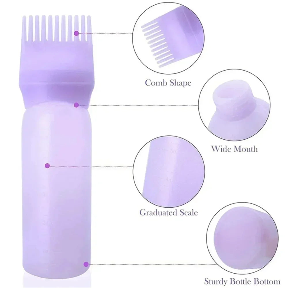 Silicone Shampoo Brush Scalp Massage Comb Hair Dye Oiling Bottle with Brush Salon Hair Styling Tool，Special for Real Hair Wigs