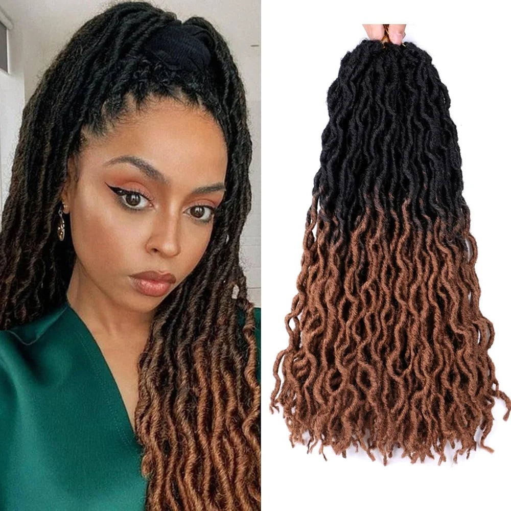 18inch Synthetic Gypsy Goddess Faux Locs Crochet Hair 24s/p Curly Twist Soft Pre-Looped Braids Dreadlocks Extensions for Women