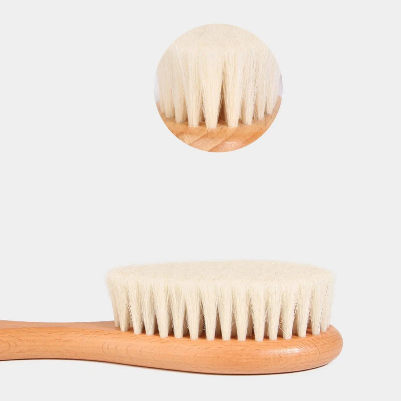 Wooden handle wool brush - a soft goat wool brush suitable for all hair types,Special for real hair wigs