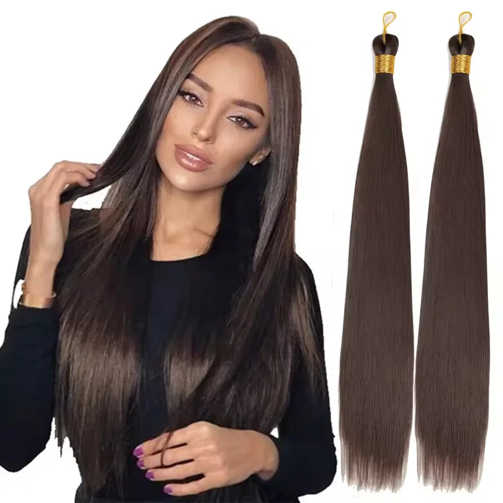 28 Inch Bone Straight Silky Crochet Braiding Hair 150g Synthetic Hair High Temperature Hair Extensions Hair Bundles for Women