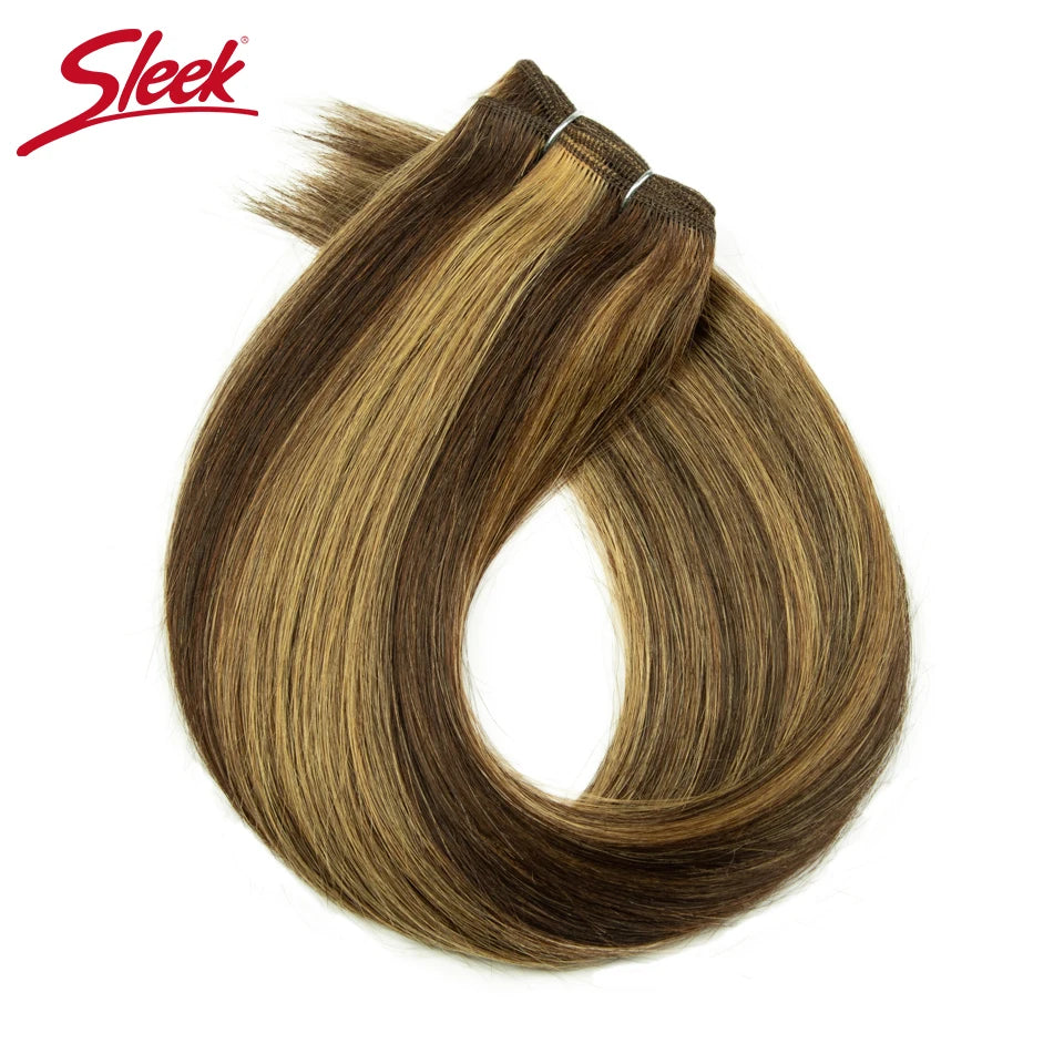 Sleek Peruvian Straight Human Hair Double Drawn Natural Human Hair Weave Bundles Highlight P4/27 P6/613 Remy Human Hair Bundle