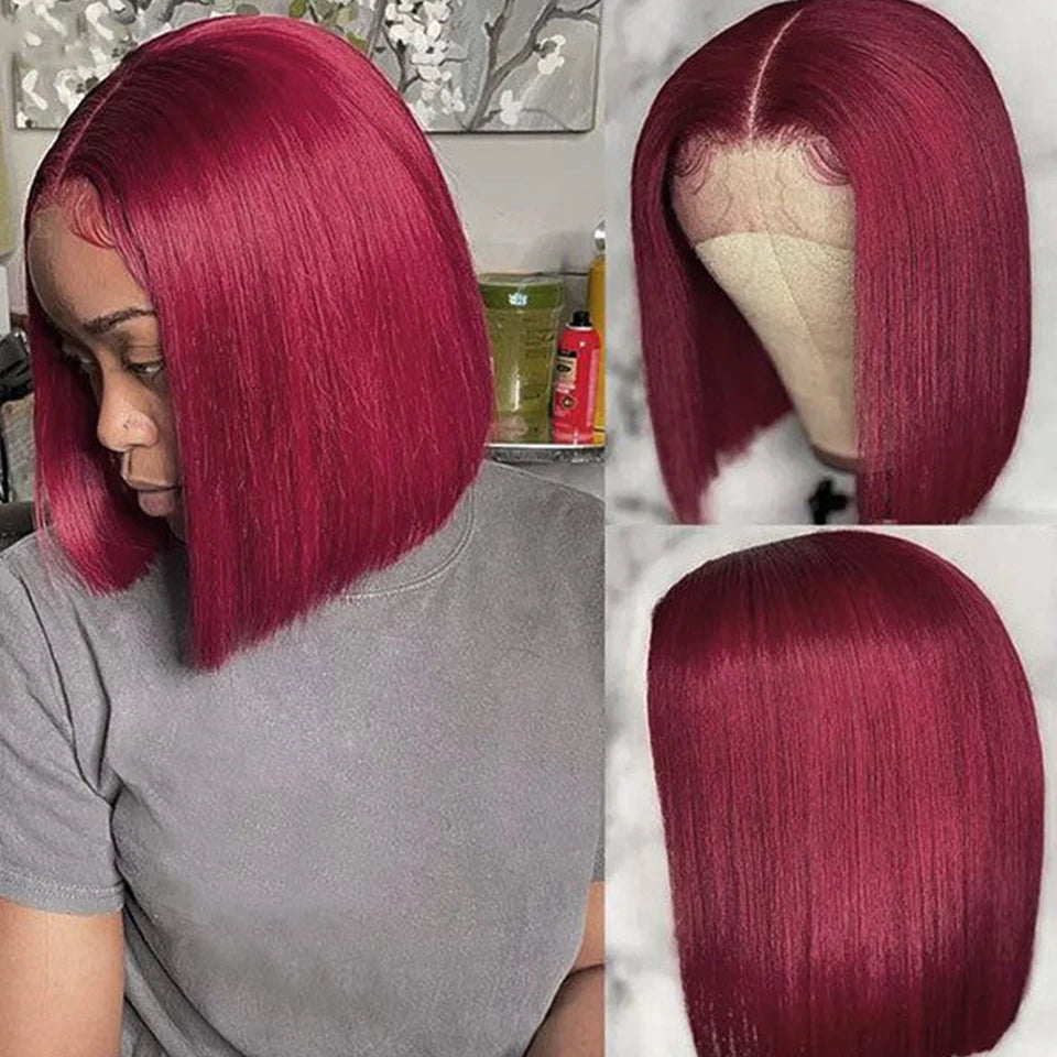 Straight Short Bob Lace Frontal Human Hair Wigs Ombre Blonde HD Transparent Brazilian Highlight 13x6x2 Lace Front Wig For Women