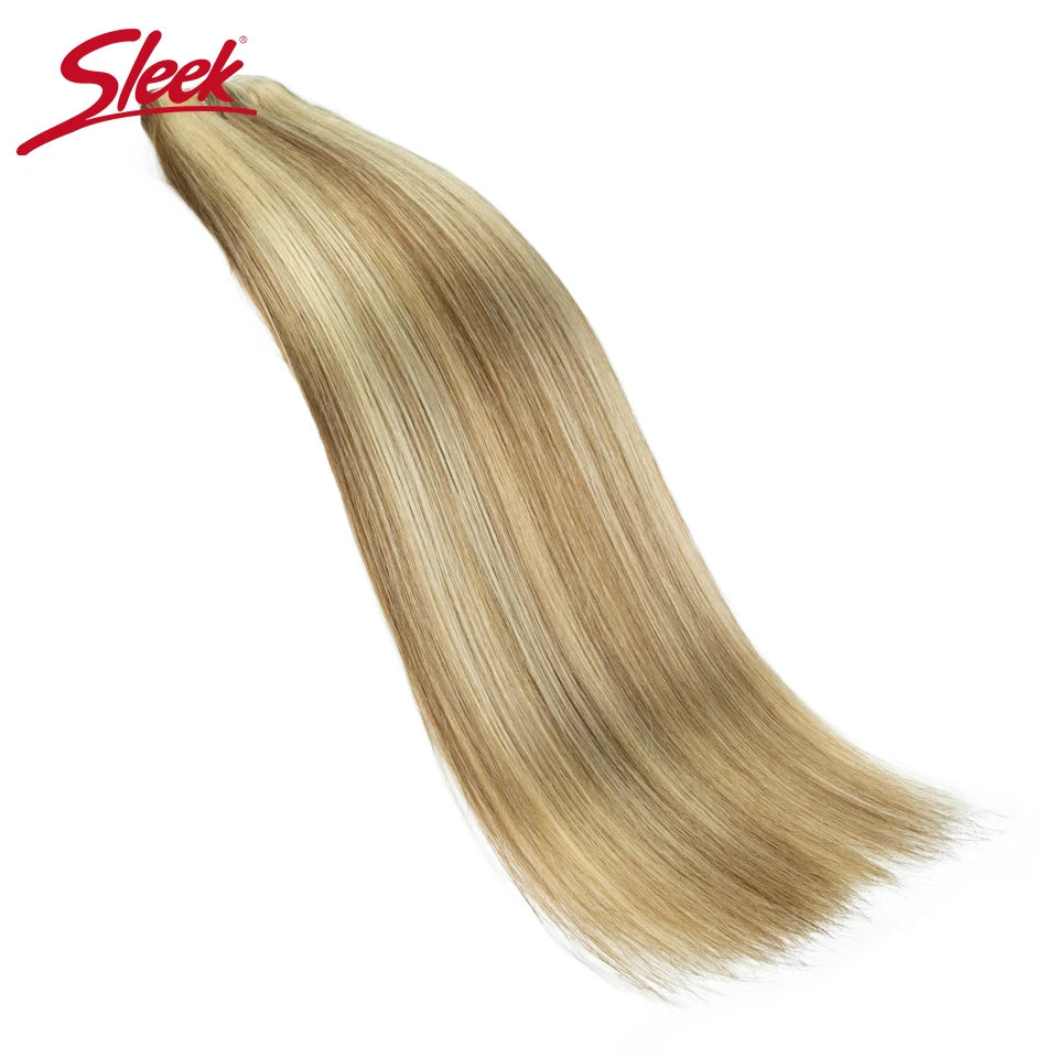 Sleek Peruvian Straight Human Hair Double Drawn Natural Human Hair Weave Bundles Highlight P4/27 P6/613 Remy Human Hair Bundle