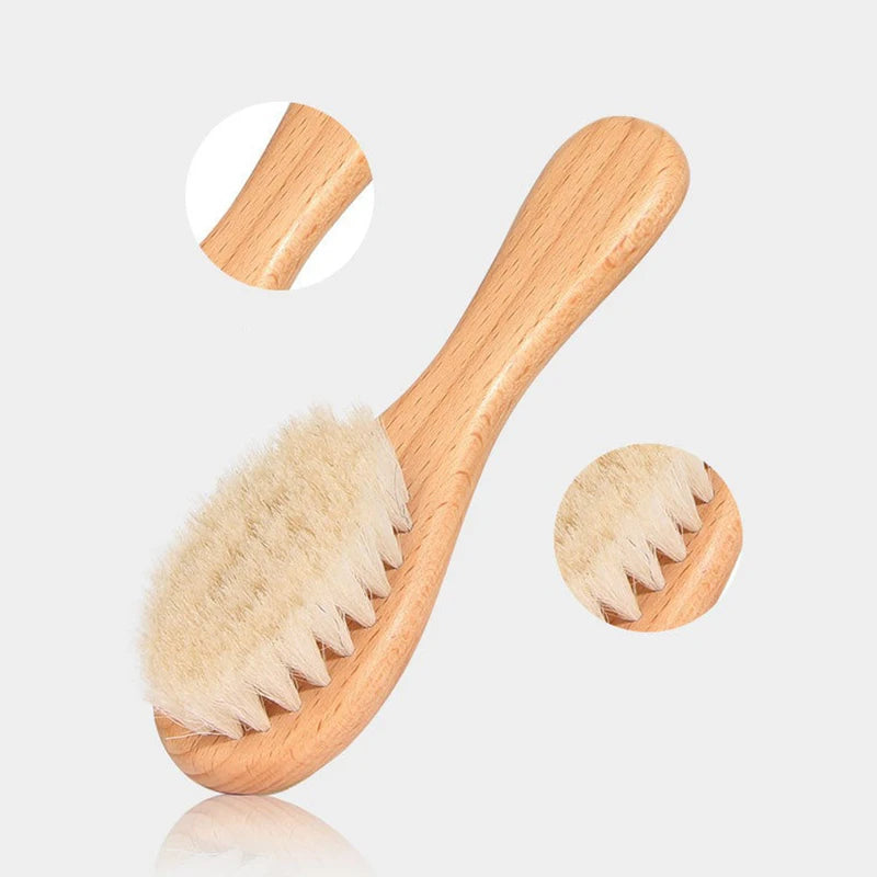 Wooden handle wool brush - a soft goat wool brush suitable for all hair types,Special for real hair wigs