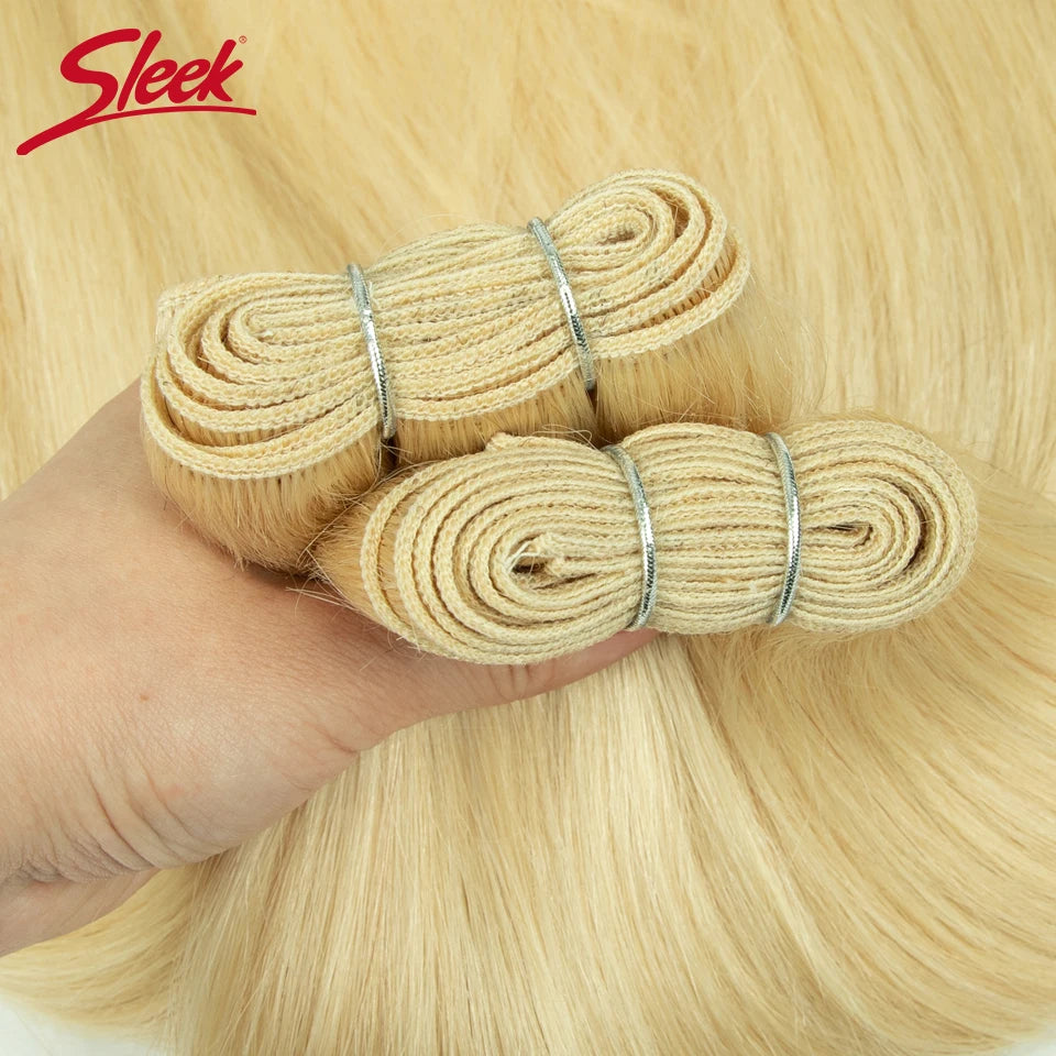 Sleek Peruvian Straight Human Hair Double Drawn Natural Human Hair Weave Bundles Highlight P4/27 P6/613 Remy Human Hair Bundle