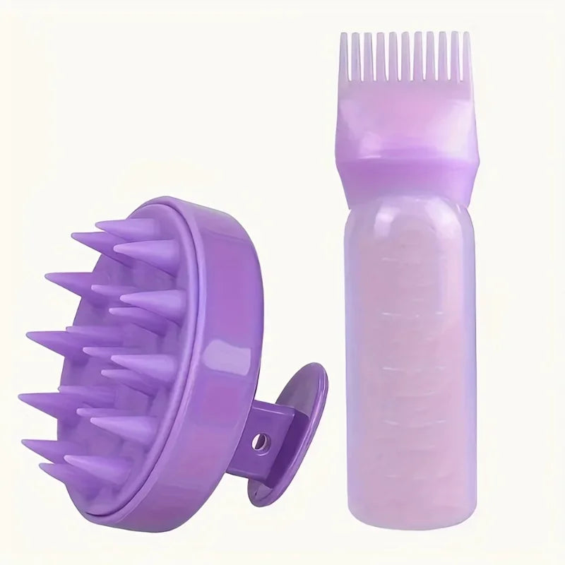 2-piece/set silicone tape root comb applicator hair  applicator shampoo brush salon hair styling tool，Special for real hair wigs
