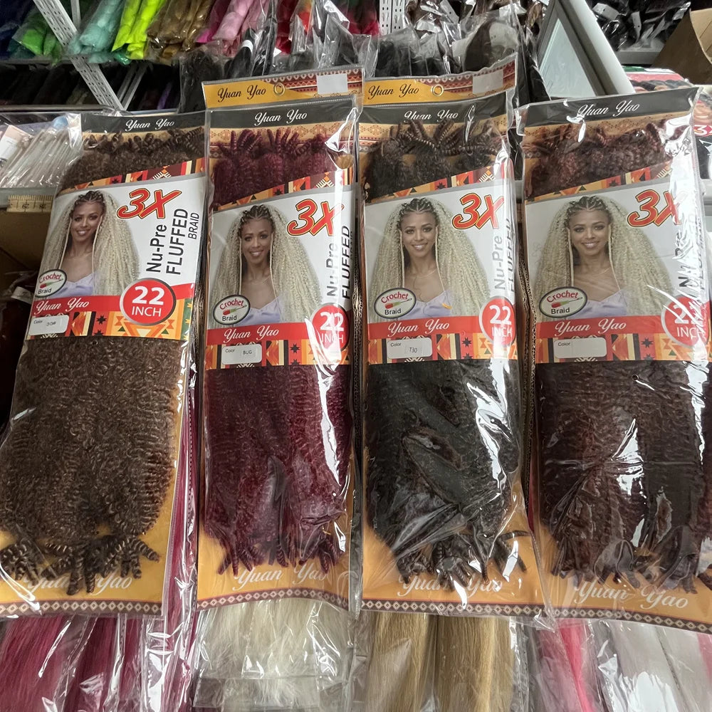 22 Inch Marley Crochet Braiding Hair Pre-Separated Synthetic Hair Extension 1/2/3 Packs Soft Spring Afro Twist Hair For Women