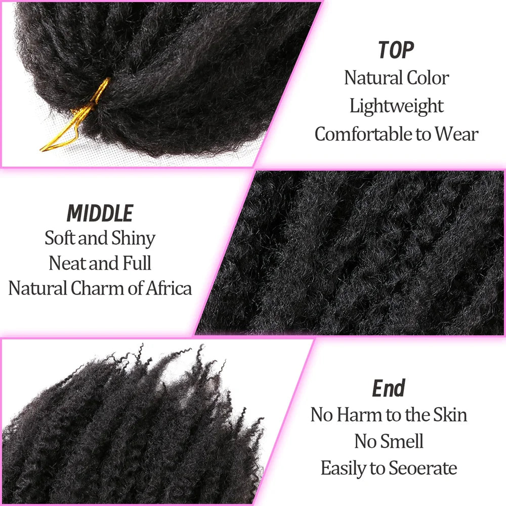 18 Inch Synthetic Marley Twist Braiding Hair Afro Kinky Curly Crochet Hair for Faux Locs Long Springy Twist Hair Extensions