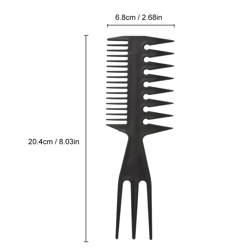 Three in one plastic wide tooth exfoliating comb, anti-static men's hair styling tool，Special for real hair wigs