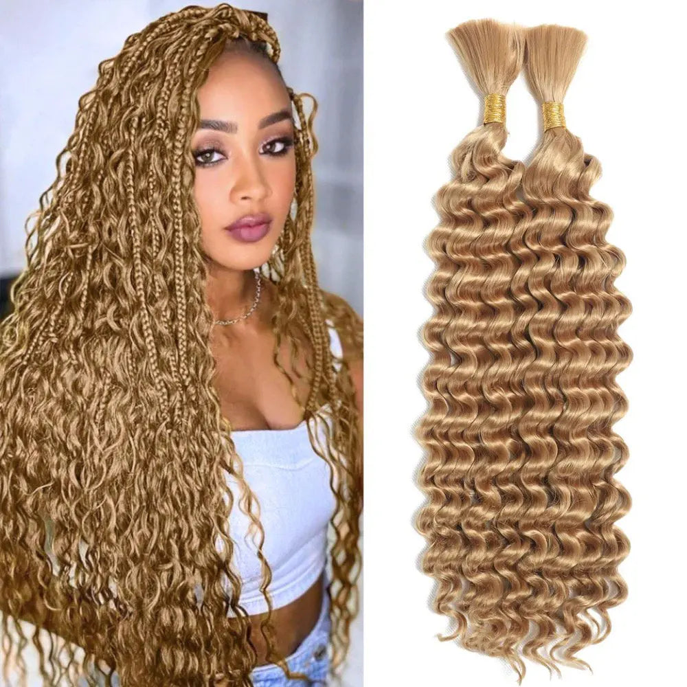Synthetic Deep Wave Bulk Hair For Braiding Hair No Weft 22inch Wet And Wavy 100g Quality Hair Braiding Extensions For Boho Braid