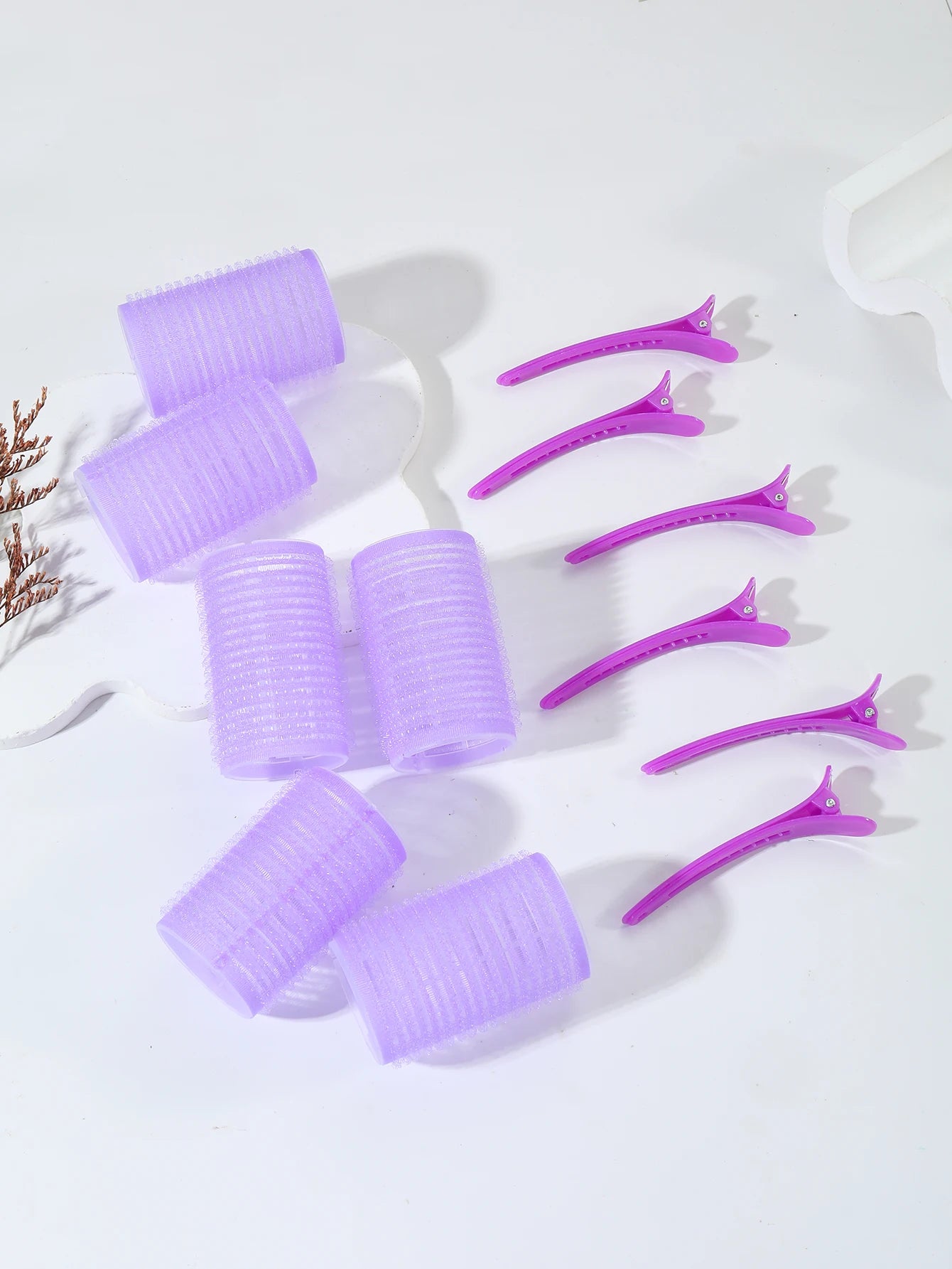 12pcs Curling Tool Set with 6 Non Heat Curlers and 6 Clips, available in multiple sizes Special for real hair wigs