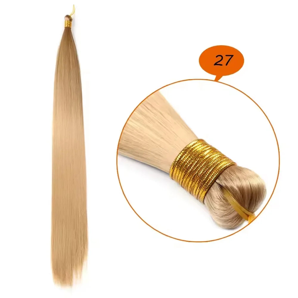 28 Inch Bone Straight Silky Crochet Braiding Hair 150g Synthetic Hair High Temperature Hair Extensions Hair Bundles for Women