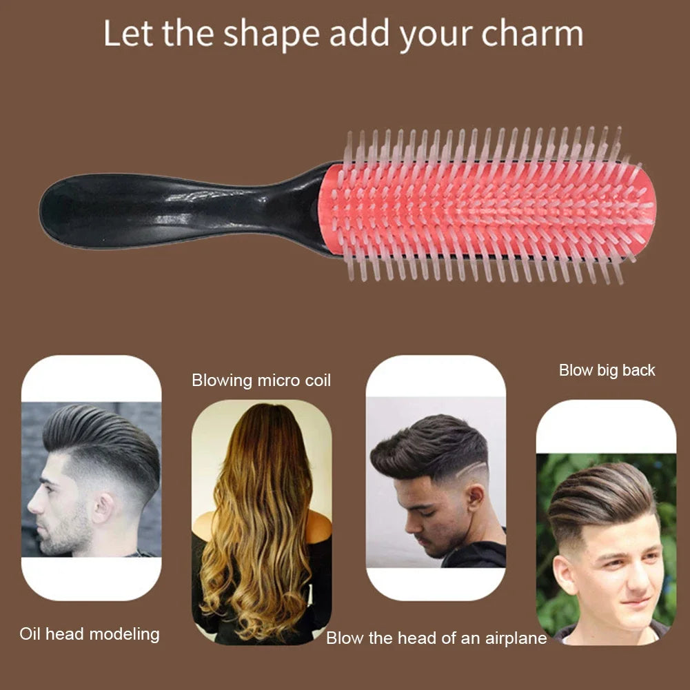 9-Rows Detangling Hair Brush Detangler Hairbrush Scalp Massager Straight Curly Wet Removable Brush Special for Real Hair Wigs