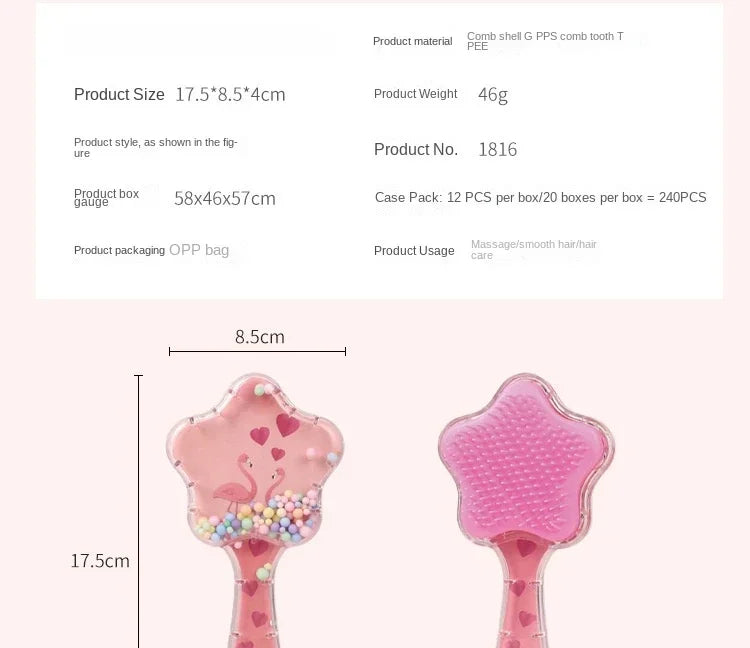 Star Magic Combs Anti-static Massage Unicorn Hair Brushes Tangle Detangle Shower Massage Hair Brush Special for Real Hair Wigs