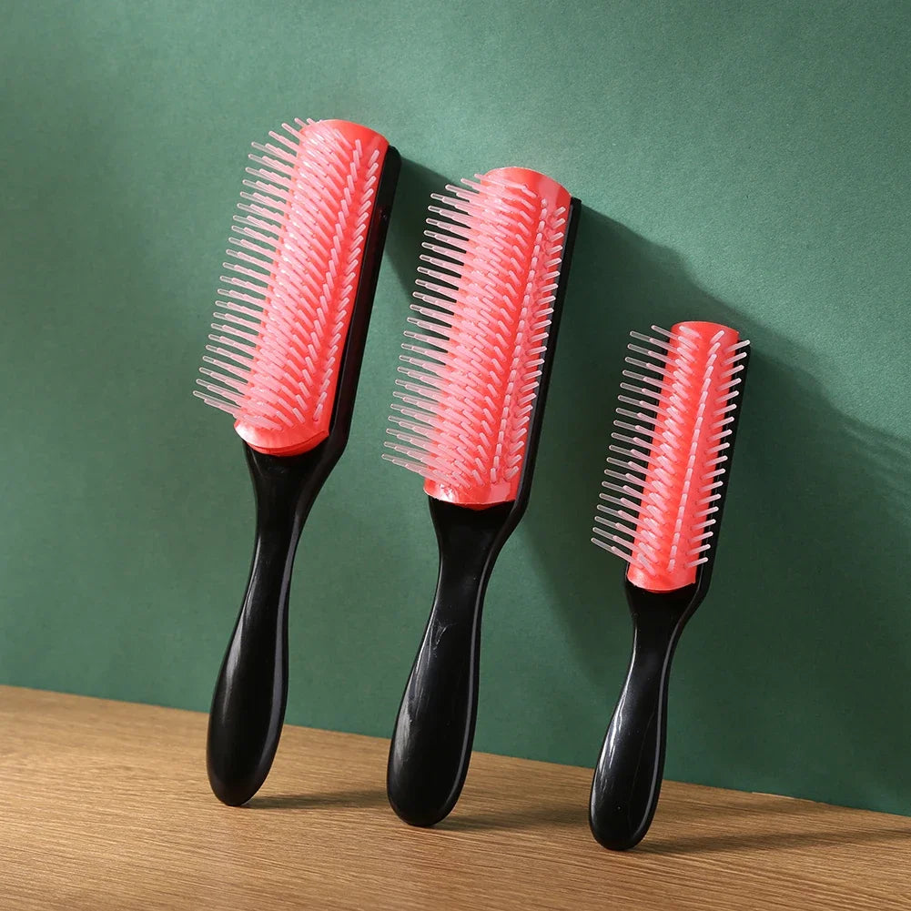 9-Rows Detangling Hair Brush Detangler Hairbrush Scalp Massager Straight Curly Wet Removable Brush Special for Real Hair Wigs