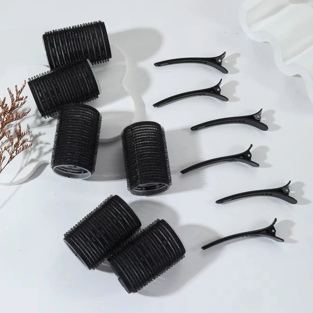 12pcs Curling Tool Set with 6 Non Heat Curlers and 6 Clips, available in multiple sizes Special for real hair wigs