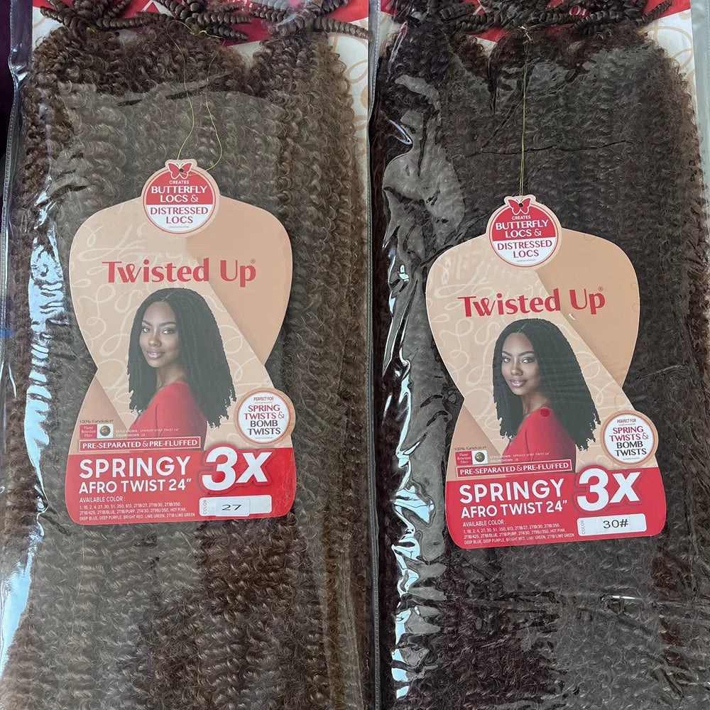 3X Springy Afro Twist Synthetic Braid 16/24inch Short Soft Afro Twist Crochet Braiding Hair Natural Hairstyles For Black Women