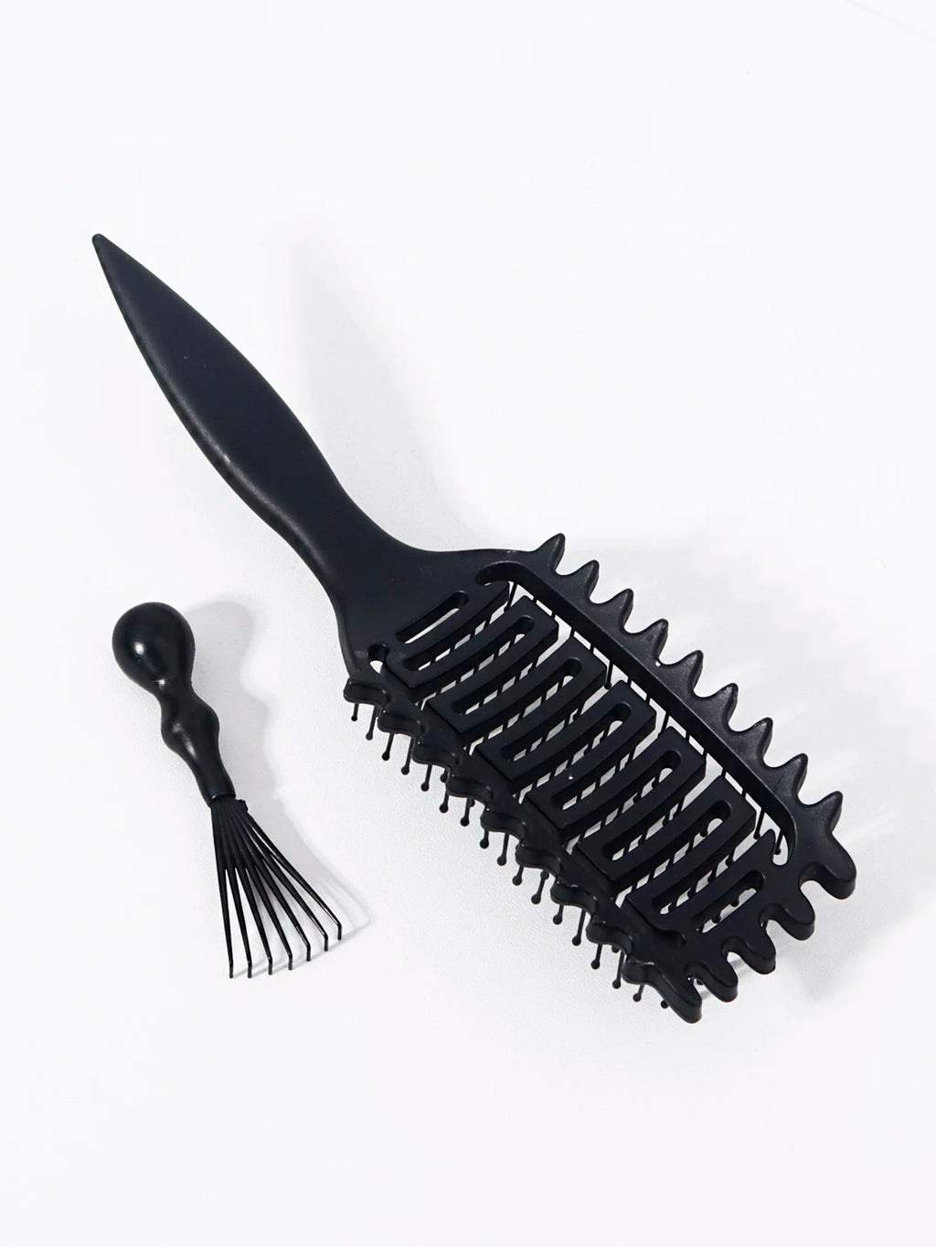 2pcs hollowed out curly hair styling brush with comb cleaner set,reducing frizz and breakage Special for real hair wigs