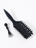 2pcs hollowed out curly hair styling brush with comb cleaner set,reducing frizz and breakage Special for real hair wigs