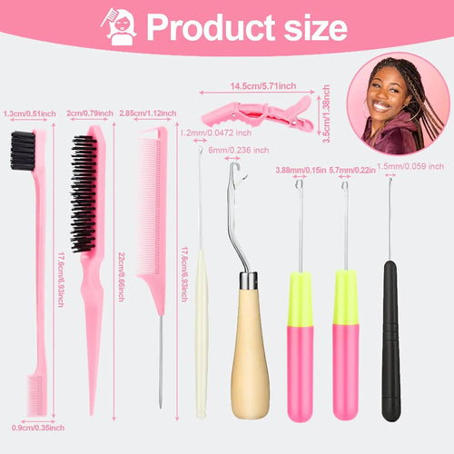 10pcs Crochet Hooks set for Hair Set with Different Size Crochet Needle, Latch Hook for Passion Twist Crochet Hair Extensions