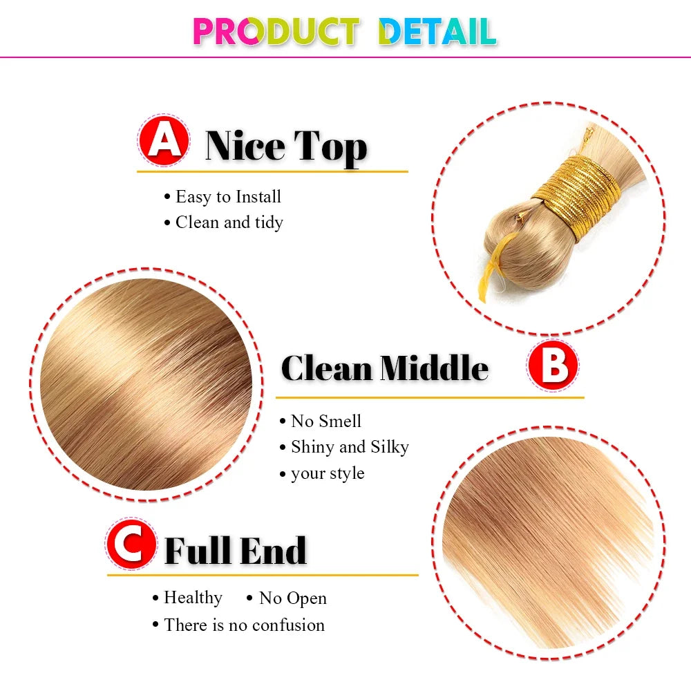 Bone Straight Silky Crochet Braiding Hair Synthetic Bulk High Temperature Hair Bundles Extension 28 Inch 150g Per Pack for Women