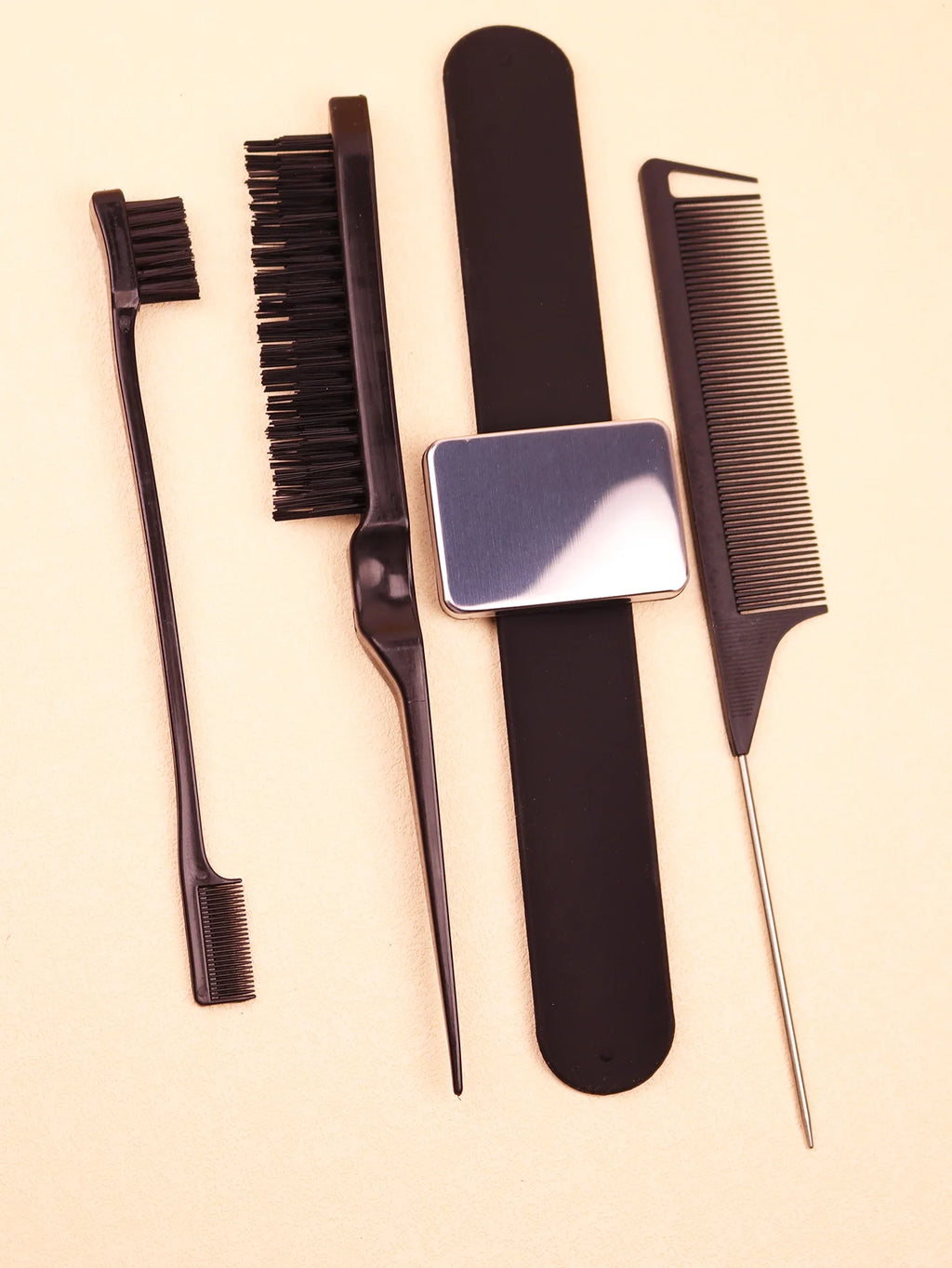 4pcshair brush, magnetic wristband, edge controlled tear comb, hair clip, silicone wrist strap，Special for real hair wigs