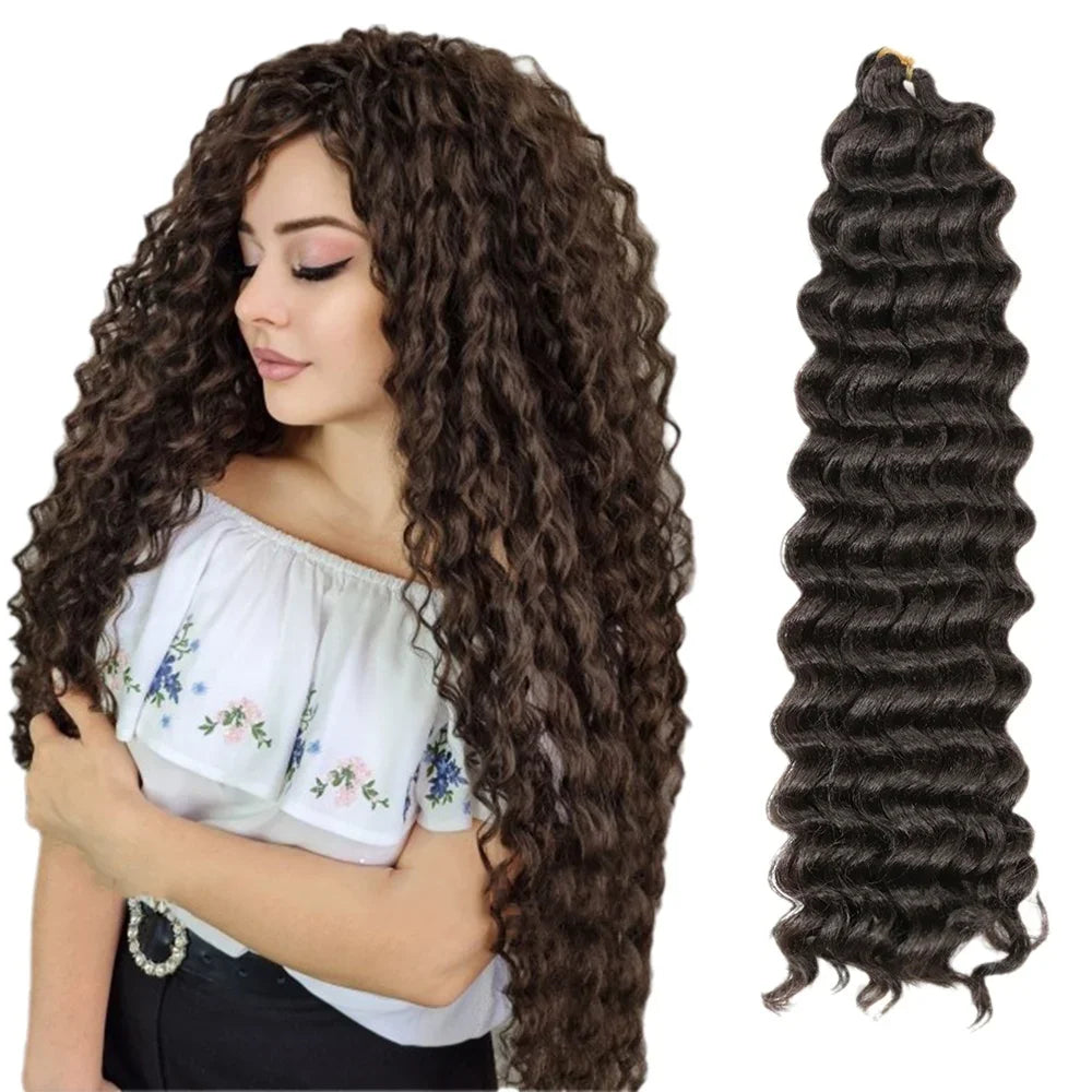 22Inch Synthetic Deep Wave Bulk Hair For Braiding Curly Ombre Brown Blonde Daily Extensions No Weft Faux Braiding Hair For Women