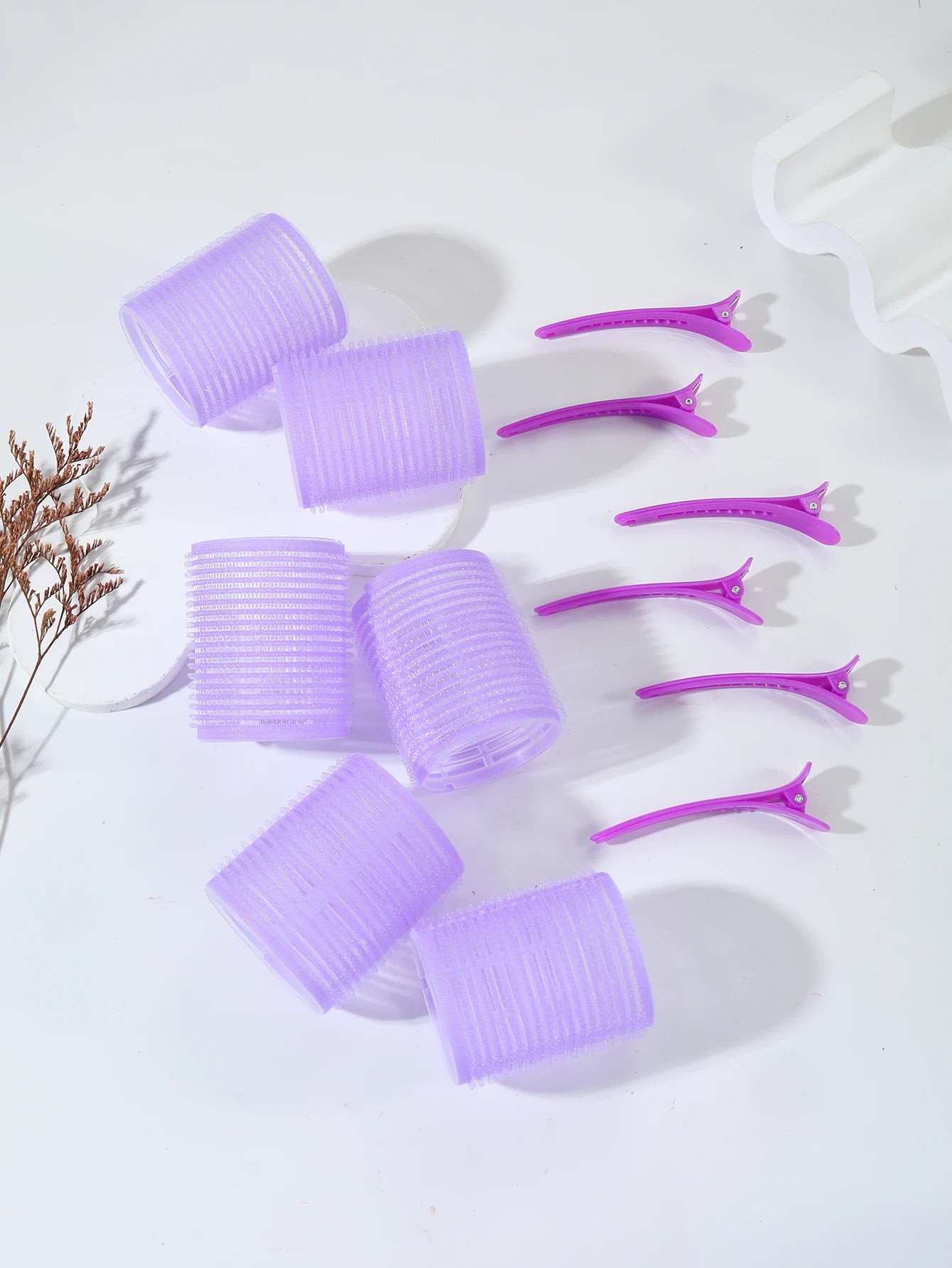 12pcs Curling Tool Set with 6 Non Heat Curlers and 6 Clips, available in multiple sizes Special for real hair wigs