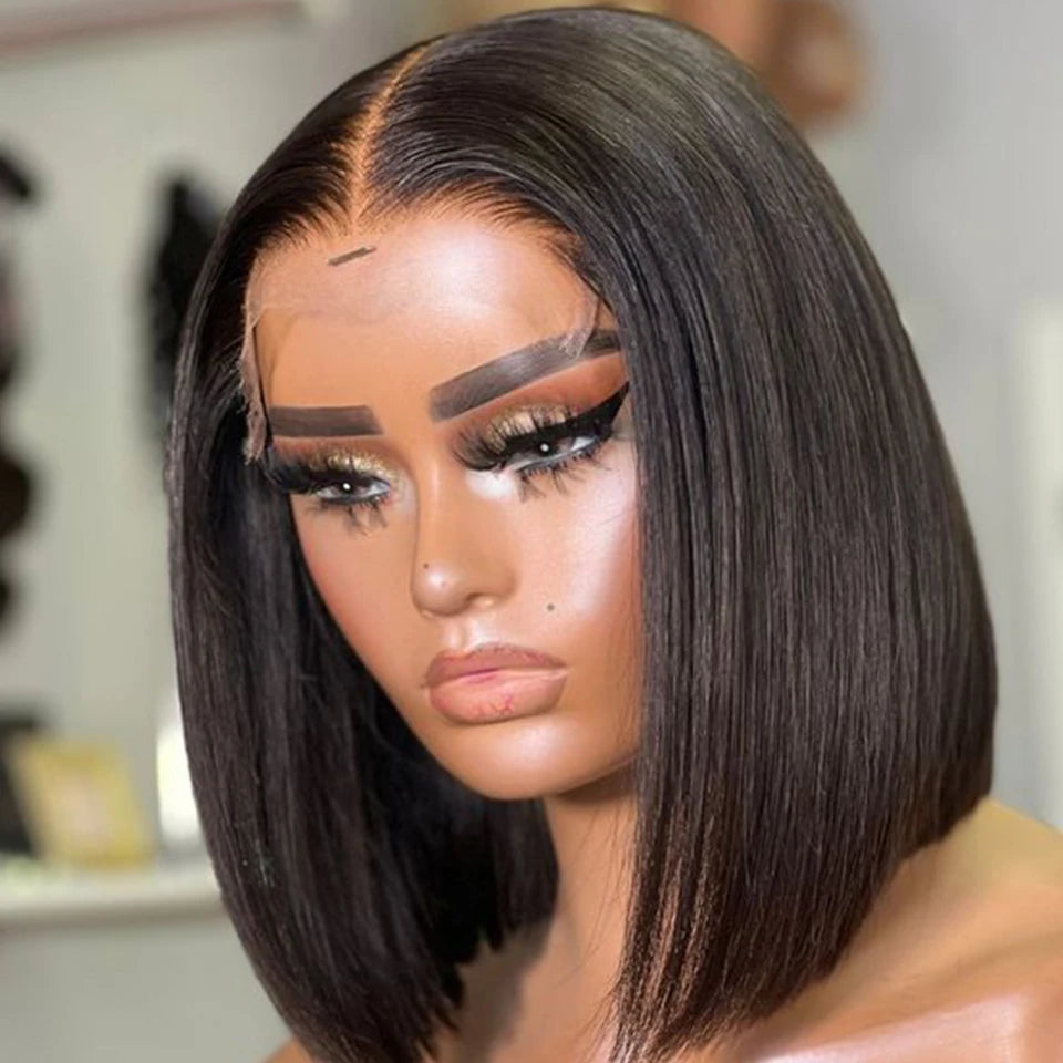 Straight Short Bob Lace Frontal Human Hair Wigs Ombre Blonde HD Transparent Brazilian Highlight 13x6x2 Lace Front Wig For Women