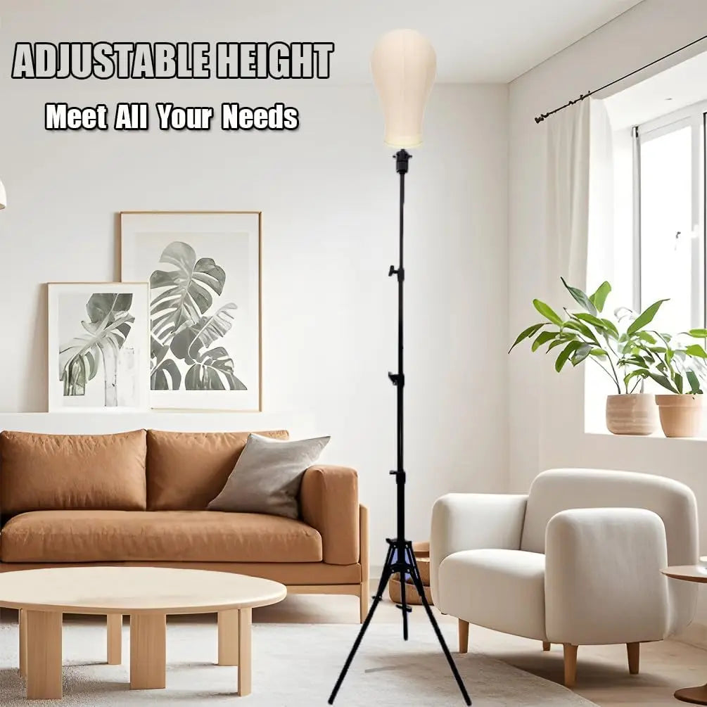 150 cm Mannequin Head Stand, Upgrade Foldable Wig Stand Tripod for Cosmetology Hairdressing Training, Adjustable Wig Head Stand