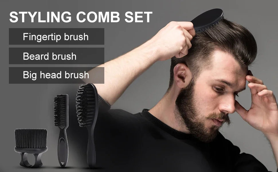 Hairdressing Brush Set Hairdressing Cleaning Brush Neck Dust Removal Brush Professional Styling Tool，Special for Real Hair Wigs