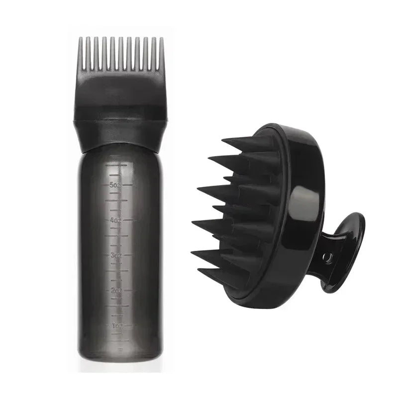 Silicone Shampoo Brush Scalp Massage Comb Hair Dye Oiling Bottle with Brush Salon Hair Styling Tool，Special for Real Hair Wigs