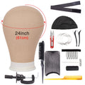 Alileader Training Mannequin Head Canvas Block Head Display Styling Mannequin Manikin Head Wig Stand Free Get T Needle Holder