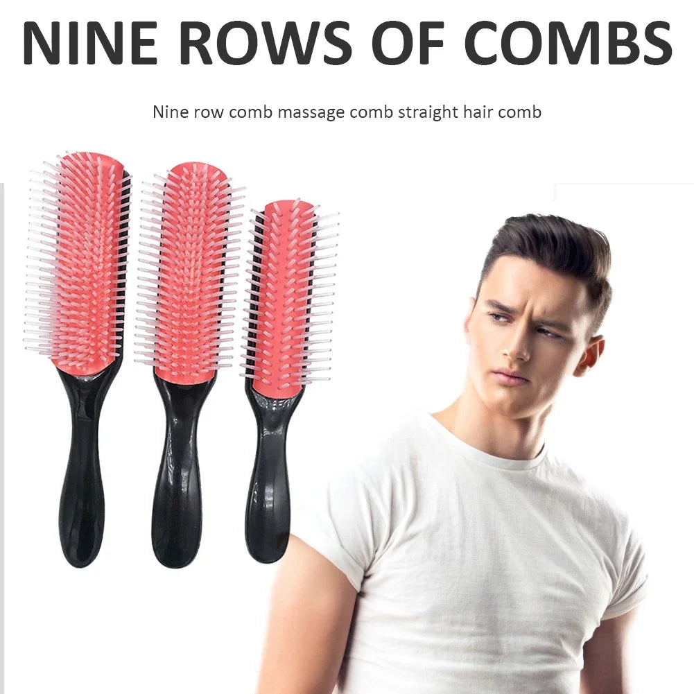 9-Rows Detangling Hair Brush Detangler Hairbrush Scalp Massager Straight Curly Wet Removable Brush Special for Real Hair Wigs