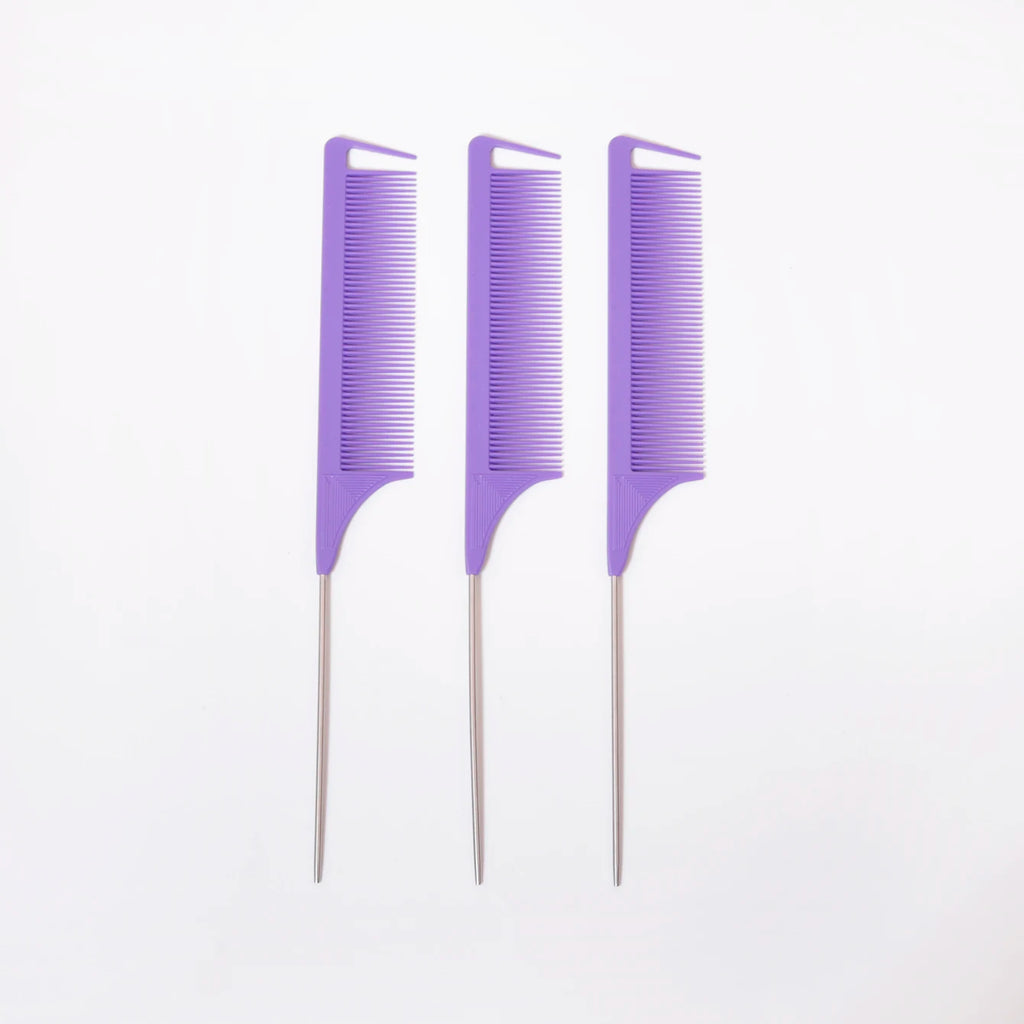 3 metal needle mouse tail combs with scales, hair styling combs for hair distribution, dyeing combs，Special for real hair wigs