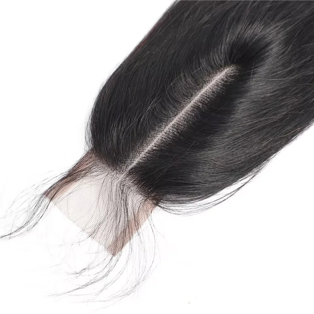 Brazilian 2x6 Lace Closure Kim K Transparent Lace Remy Human Hair Straight Black Woman Pre Plucked Natural Black Color