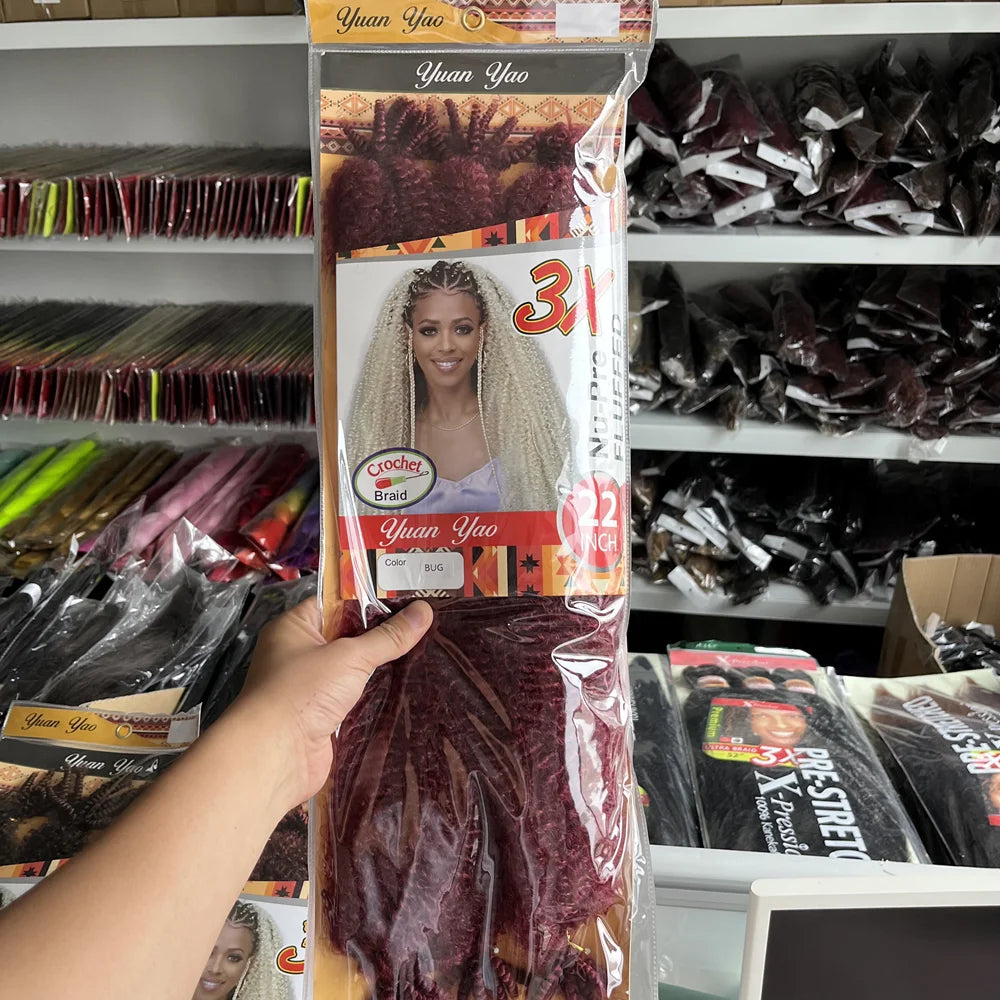 3 Packs Soft Spring Afro Twist Hair 22 Inch Marley Crochet Braiding Hair Pre-Separated Synthetic Hair Extension For Black Women