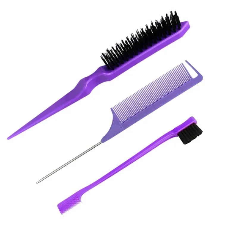 3pcs styling comb set teasing comb triple teasing comb mouse tail comb edge brushing hair tail tool，Special for real hair wigs