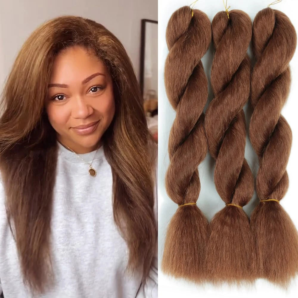26inch Vixen Crochet Bulk Hair Synthetic Jumbo Braiding Hair Fluffy Kinky Straight Crochet Braids for Women Girls Hair Extension