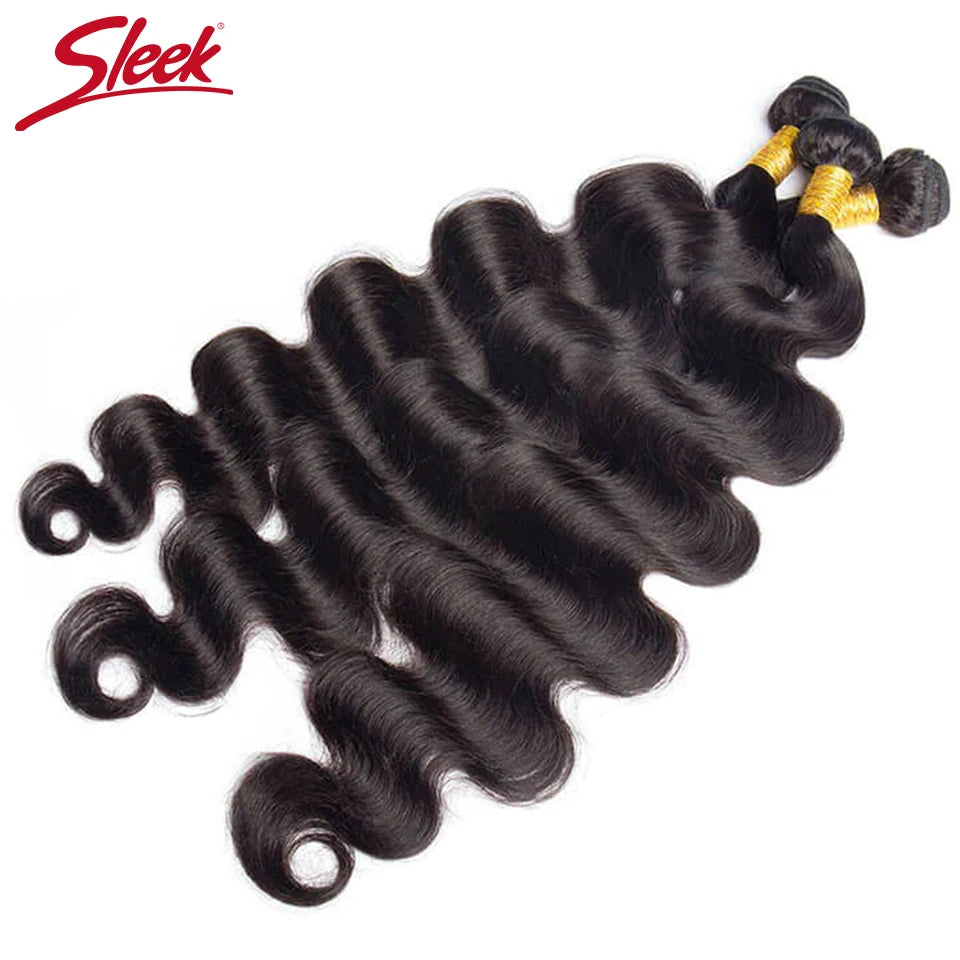 Sleek Body Wave Bundles Peruvian Hair Weave Bundles 1/3/4 PCS Human Hair Bundles Natural 8 To 32 34 36 Inch Remy Hair Extensions