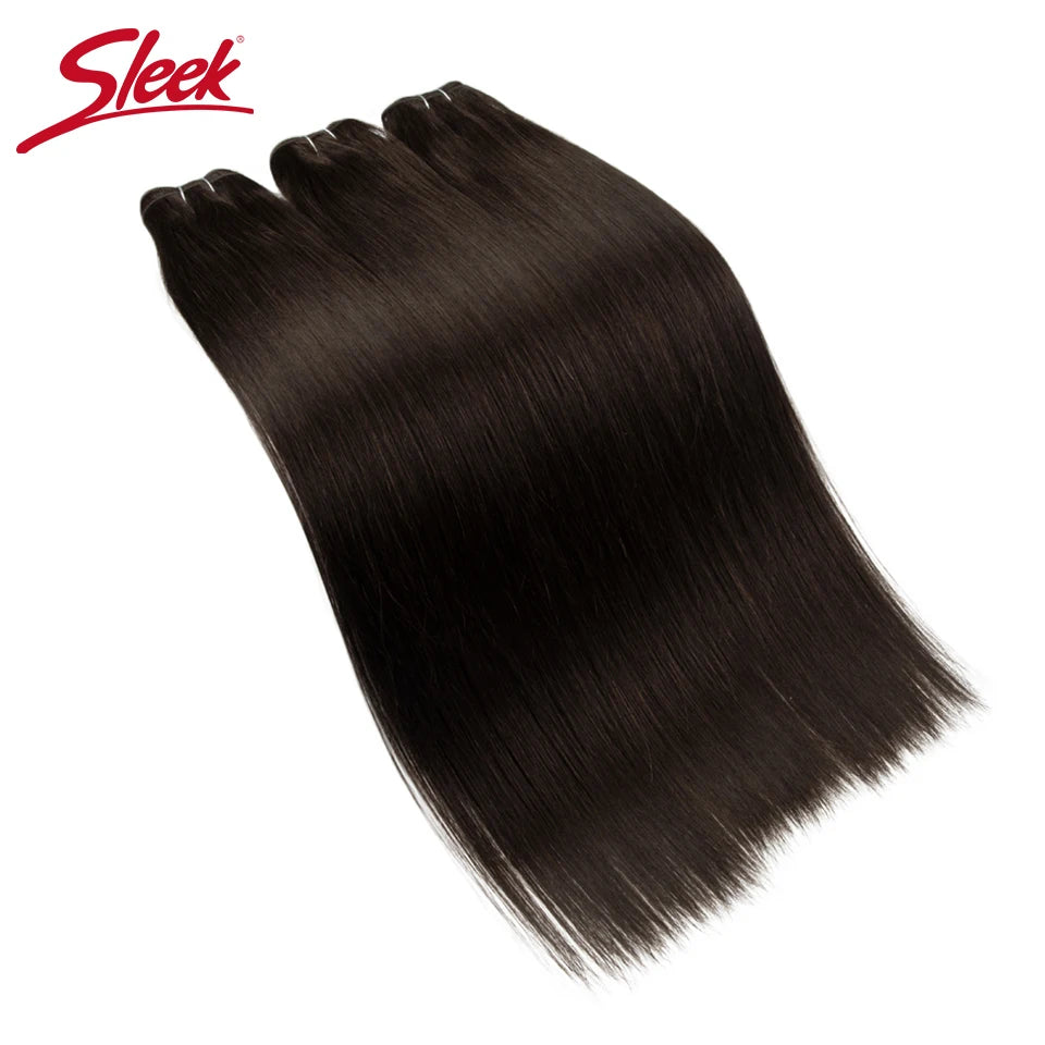 Sleek Brazilian Straight Human Hair Double Drawn Natural Human Hair Weave Bundles Remy Natural  Brown #4 #6 #8 Human Hair Bundle